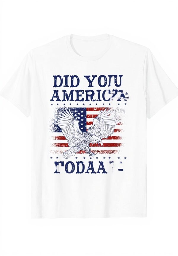 Patriotisches Adler T-Shirt für 4. Juli, Unisex, Weiß/Grau